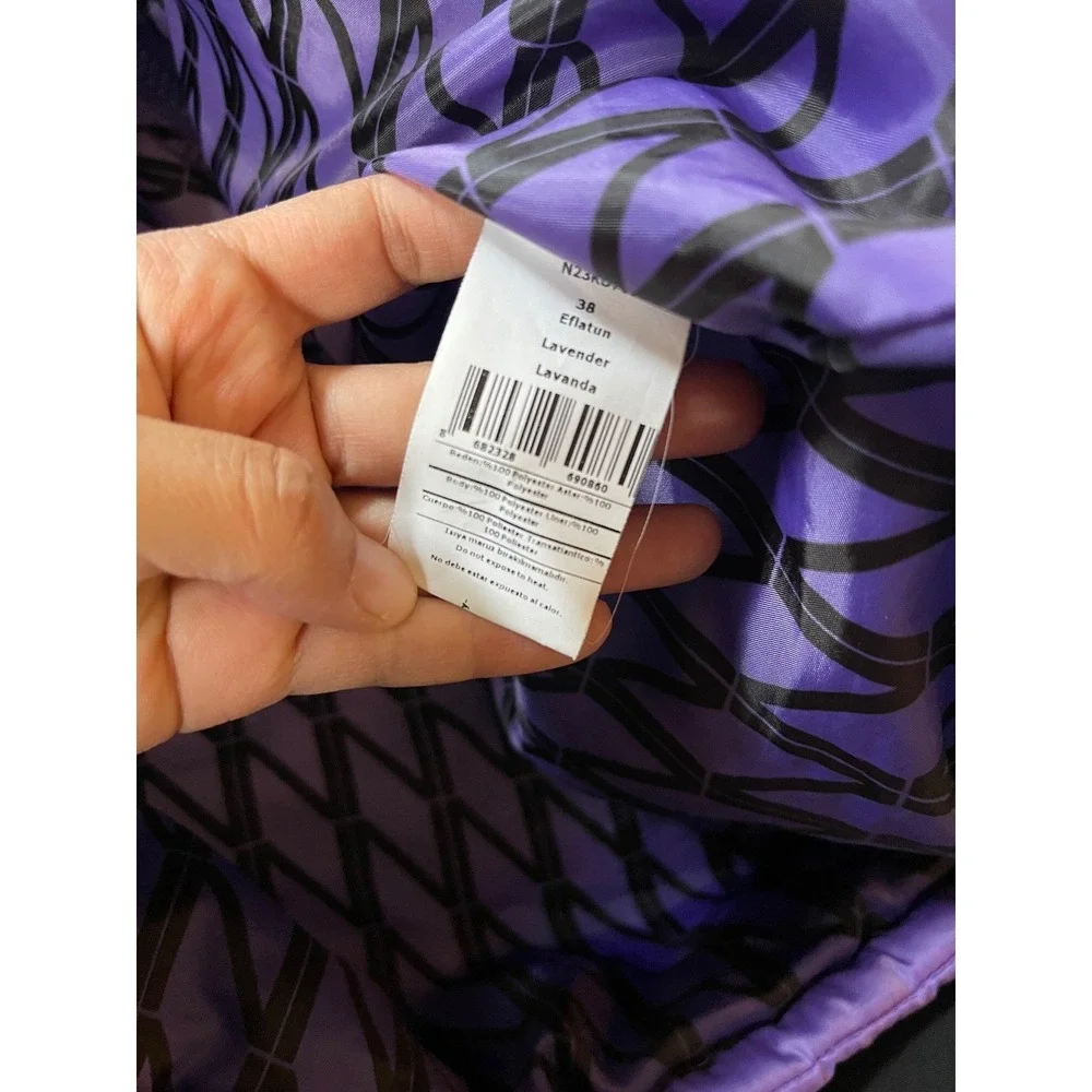NOCTURNE Puffer‎ Hooded Vest Lavender Purple Quilted Zip Pockets Size 38/medium